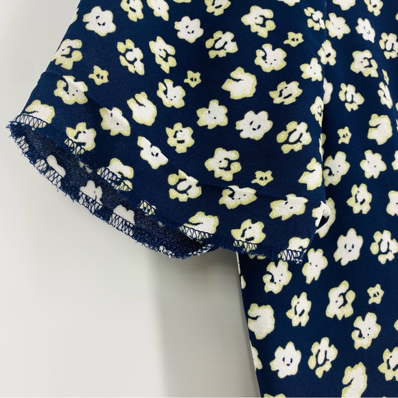 J. Crew Navy Blurred Floral Tiered Mini Dress Size 0 - Picture 8 of 12